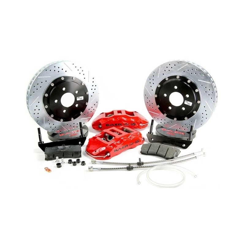 Ford Mustang Brake Kit - Front - Baer Brakes - Extreme+ SDZ, 6S Caliper, Slotted/Drilled Rotors - Hugger Orange - `05-`14